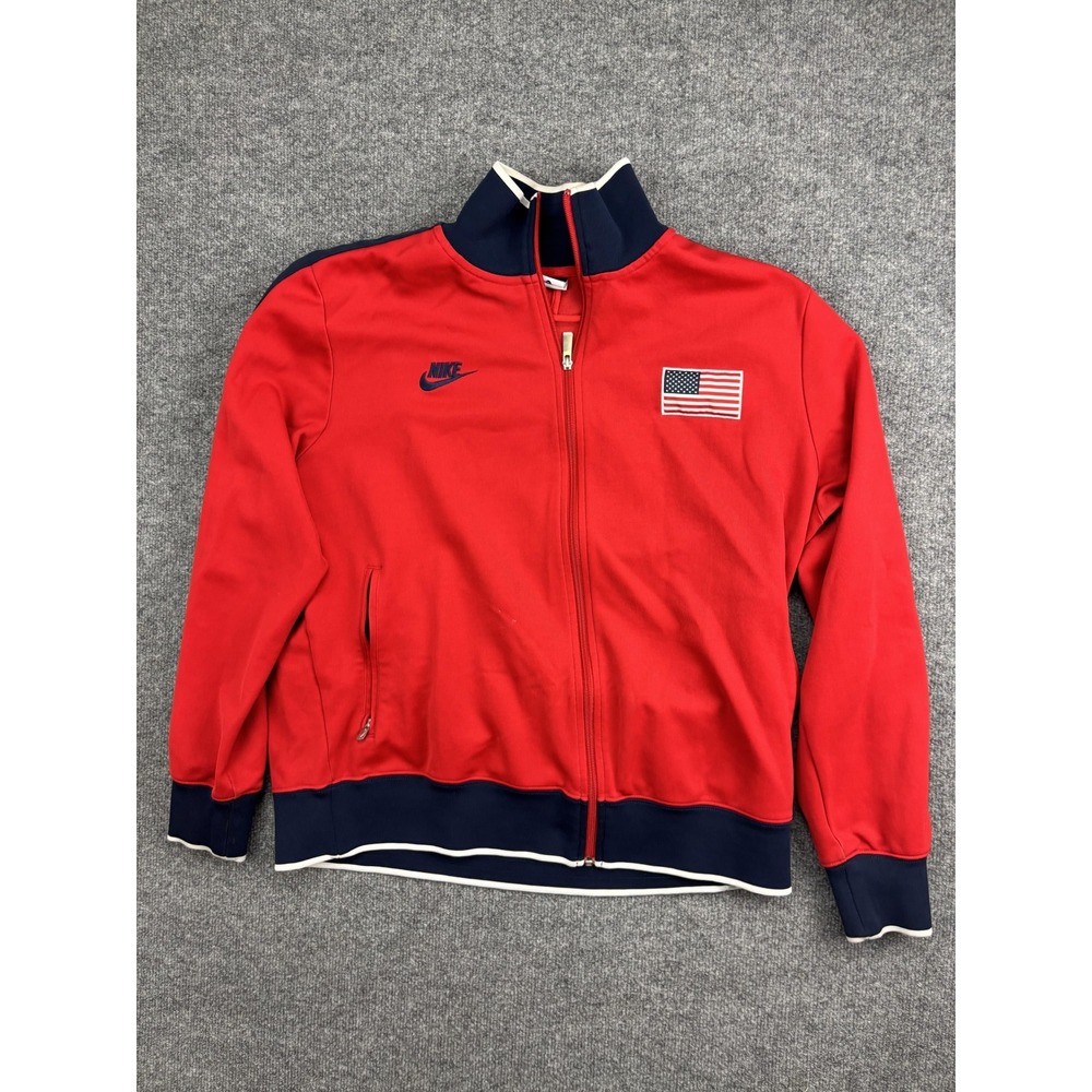 Nike USA Basketball Dream Team Olympics Jacket Mens XL Red Track Full Zip Flag